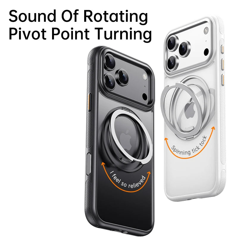Transparent Magnetic Case for iPhone 17 Air 16 Plus 15 14 13 18 17 Pro Max 16e 360° Rotating Ring Holder Kickstand Cover LMD003
