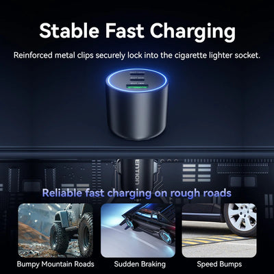 Vention 130W Car Charger USB Type C QC 4.0 PPS PD 30W Fast Charging USB C Car Phone Charger for iPhone 16 15 Pro Samsung Macbook