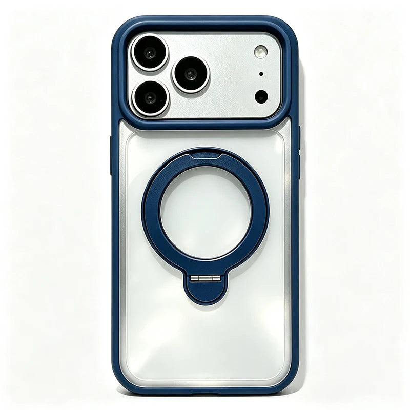 Magnetic Phone Case With 360 Rotatable Metal Kickstand, Clear Shockproof Protective Cover With IPhone 17 Pro Max 16 15 14 13 12 All Models