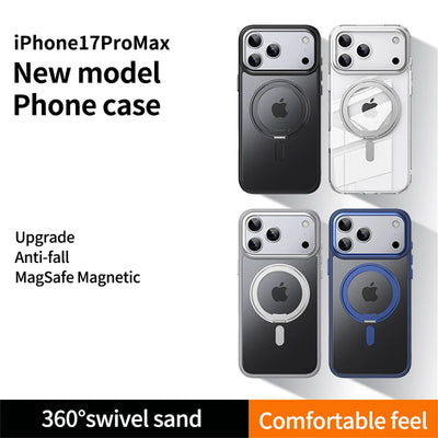 Luxury For Magsafe 360 Rotating Magnetic Stand Phone Case for iPhone 17 16 15 Pro Max 14 13 12 11 Metal Ring Fold Bracket Cover