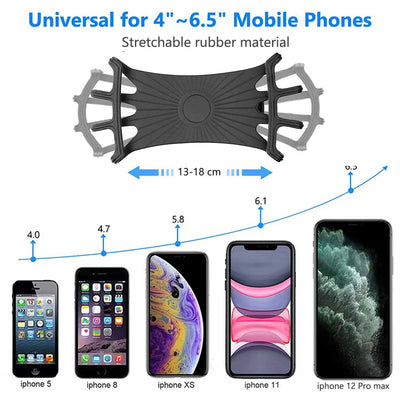 Universal Bike Phone Mount, 360° Rotatable Silicone Holder for 4.7–6.8' Phones, Compatible with IPhone/Samsung Easy Install