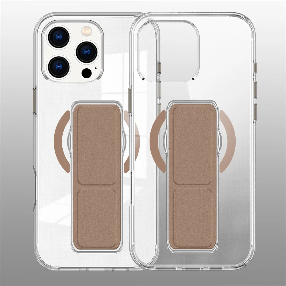 Luxury Folding Wristband Stand Magnetic Phone Case For iPhone 17 18 Pro Max 15 16 Plus 14 13 12 Shockproof Protective Back Cover