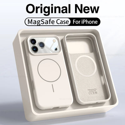 Magnetic Original Liquid Silicone Case For iPhone 12 13 14 15 16 17 Pro Max For Magsafe Cases For iPhone 17 Air Phone Back Cover