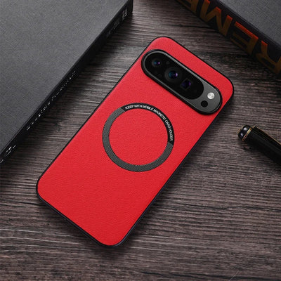 For Google Pixel 10 Pro XL Magsafe Magnetic Wireless Charging Case For Pixe 9 Pro XL 8 Pro PU Leather Shockproof Soft Cover