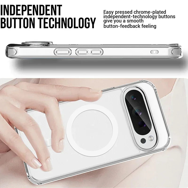 Clear Magnetic Phone Case For Magsafe Google Pixel 10 Pro XL 7 8 9 Pro 11 Pro XL 10A 9A 8A MacSafe Transparent Ultra Slim Cover