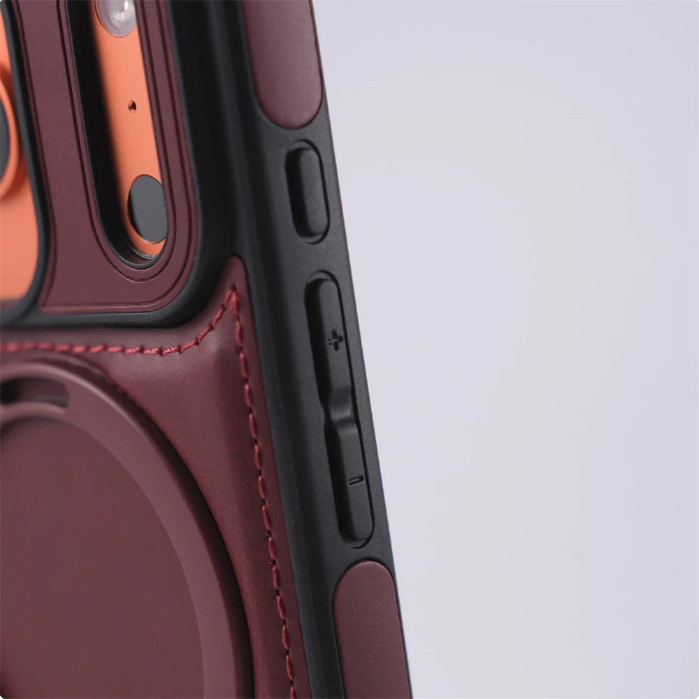 Magnetic Ring Stand PU Leather Shockproof Case For iPhone 18 17 Pro Max 16 15 14 13 12 Plus For Magsafe Wireless Charging Cover