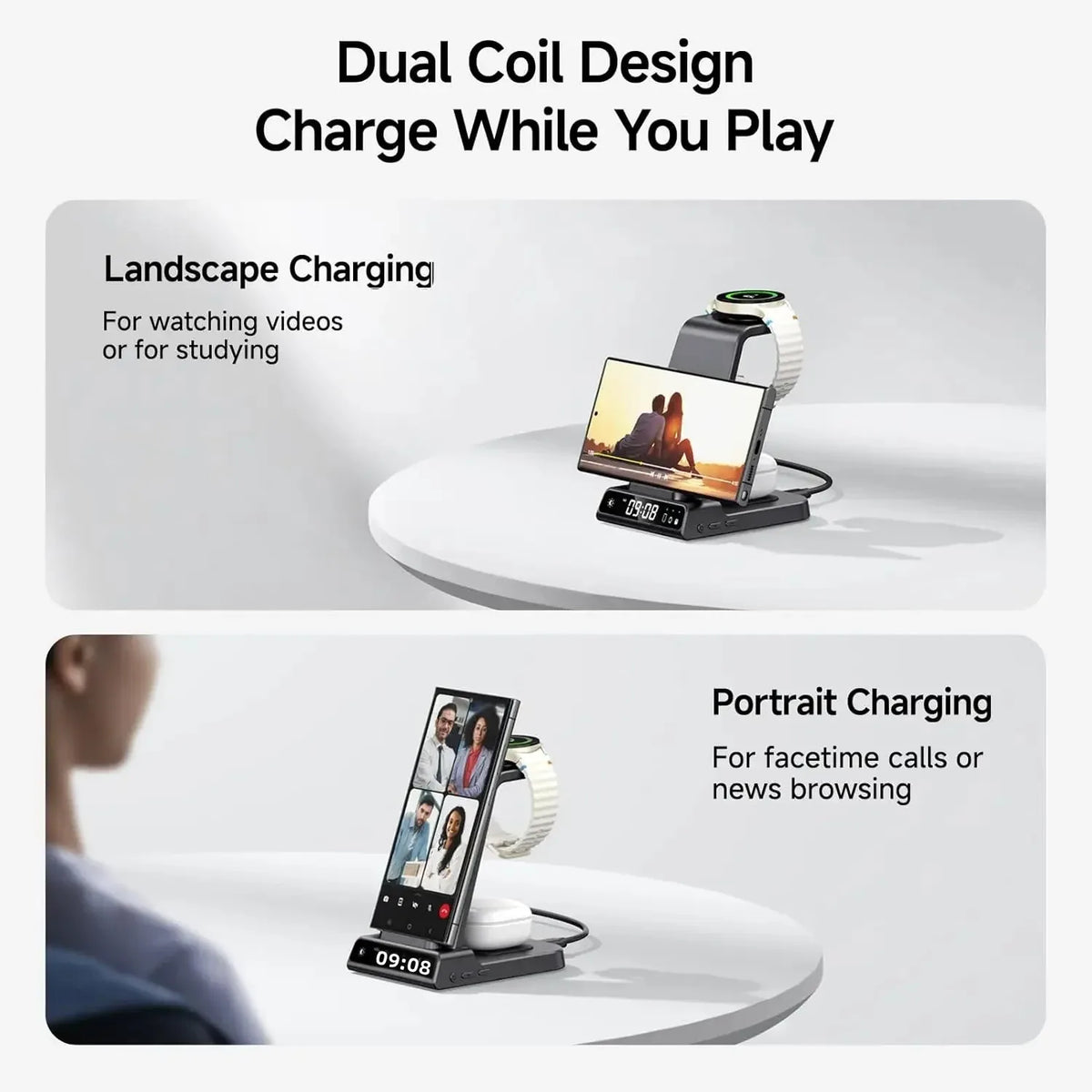 SwanScout C01 Charging Station for Samsung S25 S24 Ultra S23 Z Flip Z Fold Wireless Charger for Galaxy Watch 8 7 for Buds 3 Pro