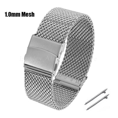 Metal Milanese Strap 1.0mm 0.6mm Mesh Bracelet Stainless Steel Watchband for IWC for Omega 12/14/16/18/20mm 22mm 24mm Wristbands