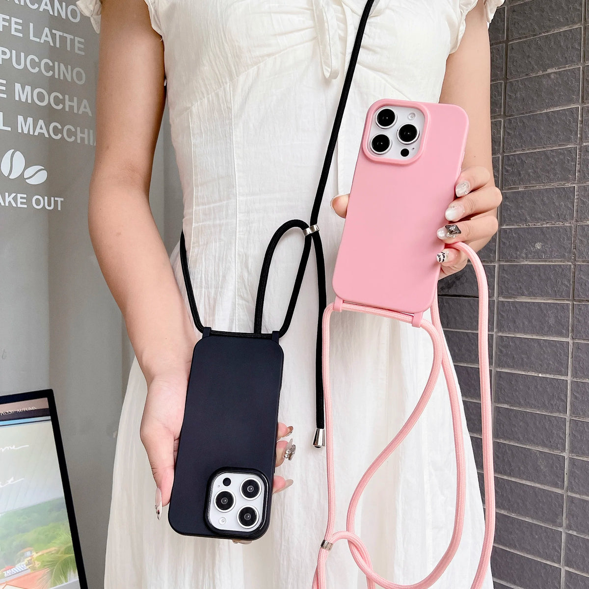 Crossbody Lanyard Strap Rope Phone Case For iPhone 17 16 15 14 Plus 17 13 12  Pro  Max  Necklace Adjustable Cover