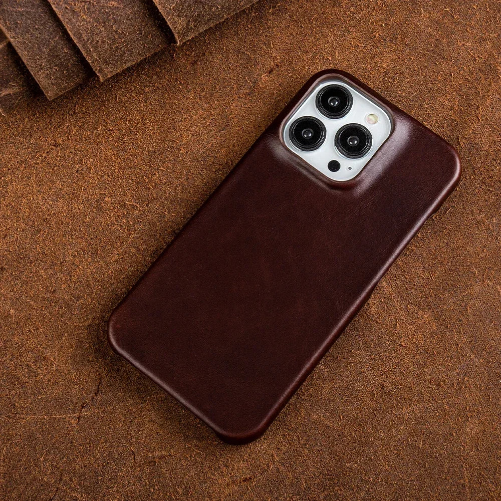 Oil Wax Luxury Genuine Leather Cover Case for Iphone 14 13 12 18 Pro Max 16 Case for Iphon Aesthetic Vintage Retro with 8 Colour