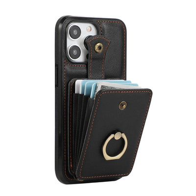 For iPhone 16/15/14 Pro Max 16 15 14 Plus Case Wallet with Card Holder, 360°Rotation Finger Ring Holder Kickstand, RFID Blocking