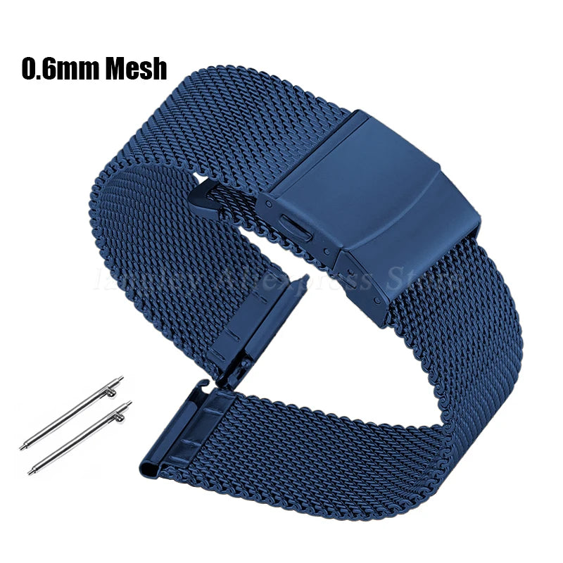 Metal Milanese Strap 1.0mm 0.6mm Mesh Bracelet Stainless Steel Watchband for IWC for Omega 12/14/16/18/20mm 22mm 24mm Wristbands