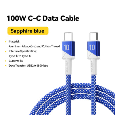 ESSAGER 100W 7A USB C to USB C Cable Fast Charging Wire for iPhone 17/16/15/14 pro Max MacBook iPad Laptop -Football Team Colors