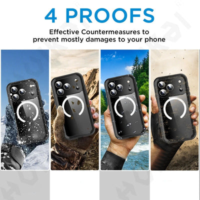 IP68 Waterproof Magnetic Case For iPhone 18 17 16e 16 15 14 13 Air Pro Max Protector Full Body Protective Dustproof Phone Case