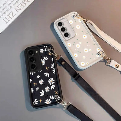 S 23 White Flower New Sky Eye Lanyard Phone Case For Samsung S23 S23FE S24 S24Plus S23Plus S21FE S22Plus S21 S22 S23Ultra Cover
