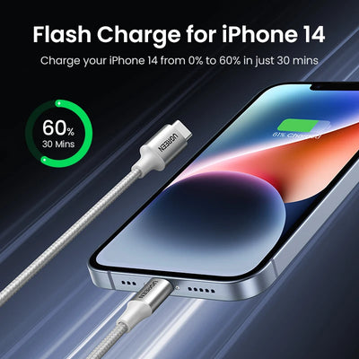 UGREEN MFi 20/30W USB Type C to Lightning Cable for iPhone 14 Pro Max 13 12 Plus Mini PD Fast Charging Cable for iPad 1m 2m