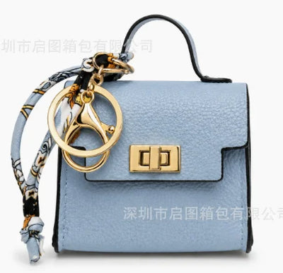 Luxury Fashion Mini Headphone Bag For Airpods 4 3 2 Pro 2 Galaxy Buds 3/3Pro Leather Purse Pendant Mini Keychain