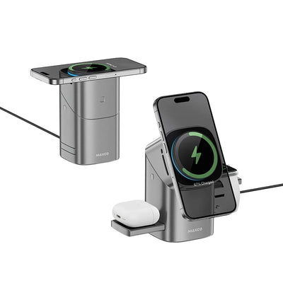2026 Qi2 Automatic Touch Magnetic Multi-function 3 in 1 Wireless Charger for Iphone17 16 15 14 13 Pro Max Iwatch Airpods Charger
