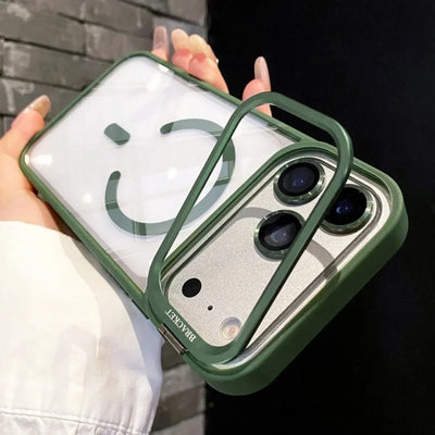 Magnetic Clear Phone Case for Apple iPhone 17 Air 16 15 14 Plus 13 12 11 Pro Max Transparent Camera Kickstand Protective Cover
