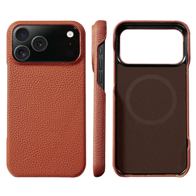 for Magsafe Case for iPhone 17 15 16 18 Pro Max Air Lychee Natural Cowhide Leather Magnetic Protector Luxury Phone Back Cover