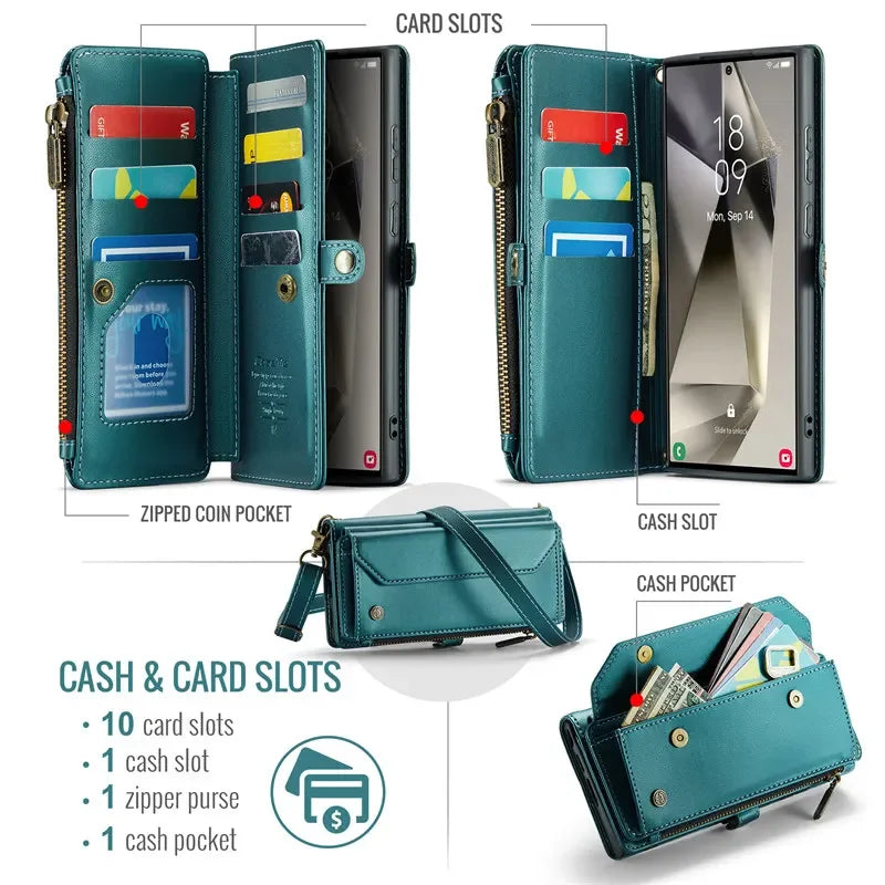 Crossbody Lanyard Wallet Case for Samsung Galaxy S26 S25 S24 Ultra S23 FE S22 Plus A17 A37 A57 A16 A36 A56 A15 A35 A55 Cover