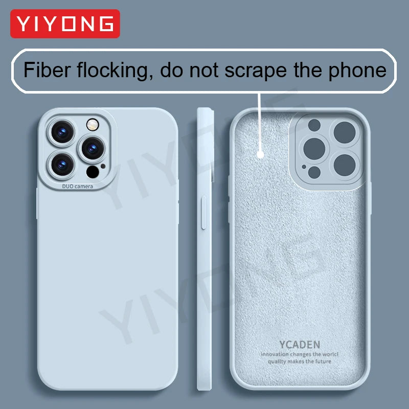 For iPhone17 Pro Max Case YIYONG Original Soft Liquid Silicone Cover For iPhone 17 Air 16 16e 15 14 Plus 12 13 Mini Phone Cases