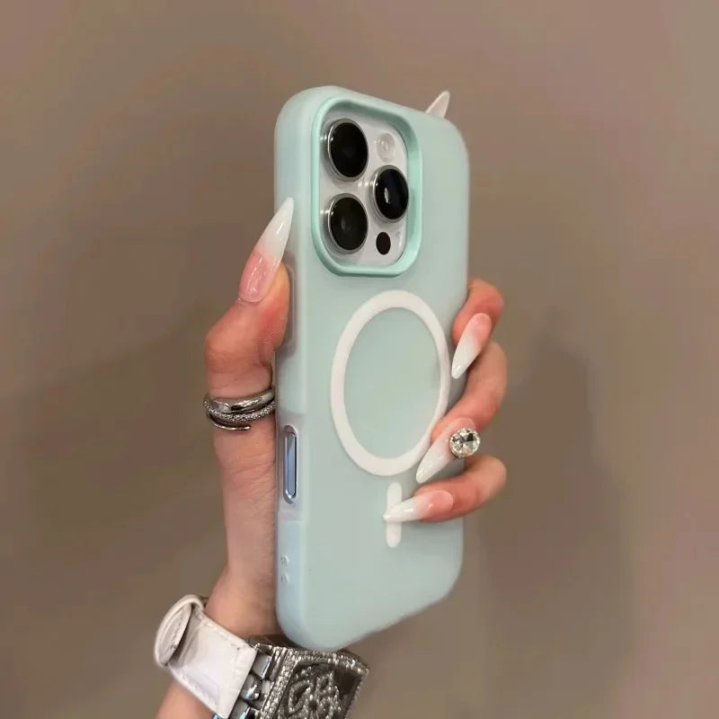 Luxury Candy Color 2 IN 1 For Magsafe Case for iPhone 16 15 14 13 12 17 18 Pro Max Magnetic Wireless Charge Clear Matte Cover