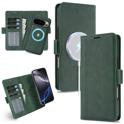 Wireless Charging Magnetic Phone Case For Google Pixel 10Pro XL 9Pro 10 9 9A Magsafe Wallet Case Phone Cover Cash Cards Slot