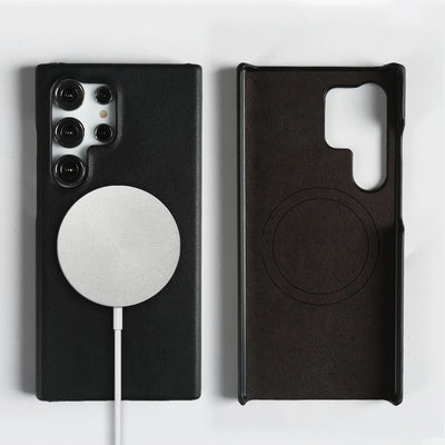 Handmade Premium Genuine Leather Magnetic Case for Samsung Galaxy S25 Ultra Case S24FE S23 S22 S21 S20 Note20Ultra Magsafe Cover