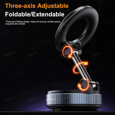 New 360° Adjustable Vacuum Suction Magnetic Bracket Car Phone Holder for Magsafe IPhone Samsung HUAWEI Foldable phone bracket