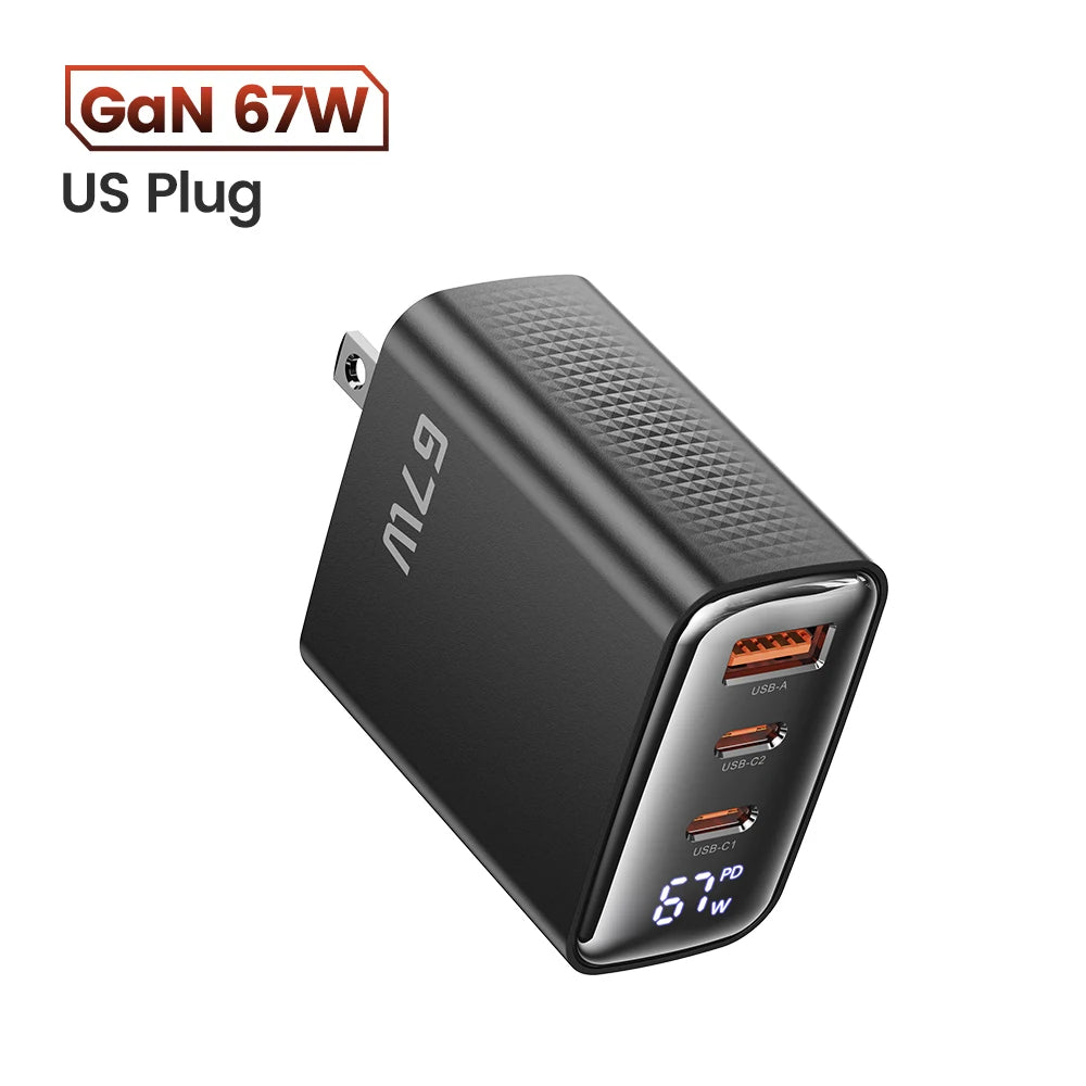 Toocki 67W GaN Charger Digital Display Quick Charge 4.0 3.0 Fast Type C USB Charger for Laptop iPhone Samsung Xiaomi Realme POCO