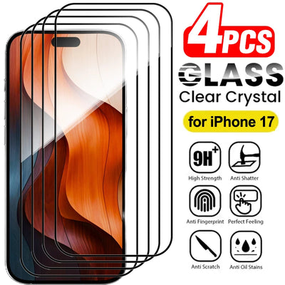 1-4PCS Screen Protector Glass For iPhone 17 Pro Max Air 17Pro 9H Hardness Tempered Glass Protective Cover Film For iPhone 17 16