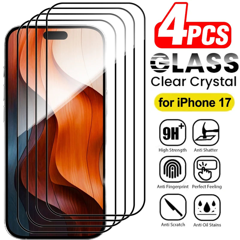 1-4PCS Screen Protector Glass For iPhone 17 Pro Max Air 17Pro 9H Hardness Tempered Glass Protective Cover Film For iPhone 17 16