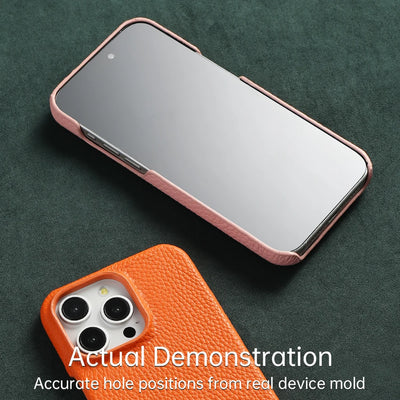 LANGSIDI Natural Cowhide Leather for Magsafe Case for iPhone 16 15 17 18 Pro Max 15Pro 16Pro Luxury Magnetic Phone Back Cover