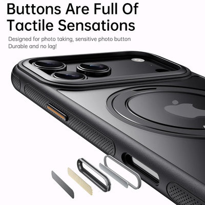 360° Mechanical Torque-Sound Rotating Stand Holder Magnetic Magsafe Phone Case For iPhone 16 15 14 13 17 18 Pro Max Plus Air 17E