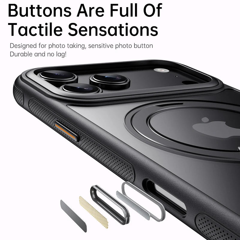 360° Mechanical Torque-Sound Rotating Stand Holder Magnetic Magsafe Phone Case For iPhone 16 15 14 13 17 18 Pro Max Plus Air 17E