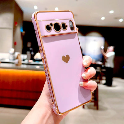 Plating TPU Case For Google Pixel 10 9 8 Pro XL 7A 8A 8Pro 9Pro For Pixel 9 8 Pro XL 8A Full Protective Soft Cover Love Heart