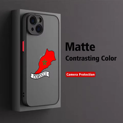 Moroccan Passport Map Phone Case For iPhone 17 16 15 11 12 14 13 Pro Max Mini X XS XR 7 Plus 17E Air Shockproof Hard Matte Cover