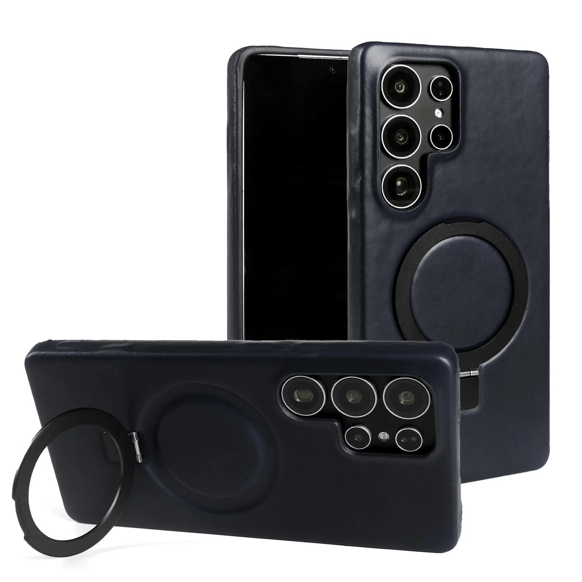 Luxury Magnetic Ring Genuine Leather Case for Samsung Galaxy S26 Ultra S24 S25edg S23 S22 S21 S20 S23 Stand Bracket Phone Cases