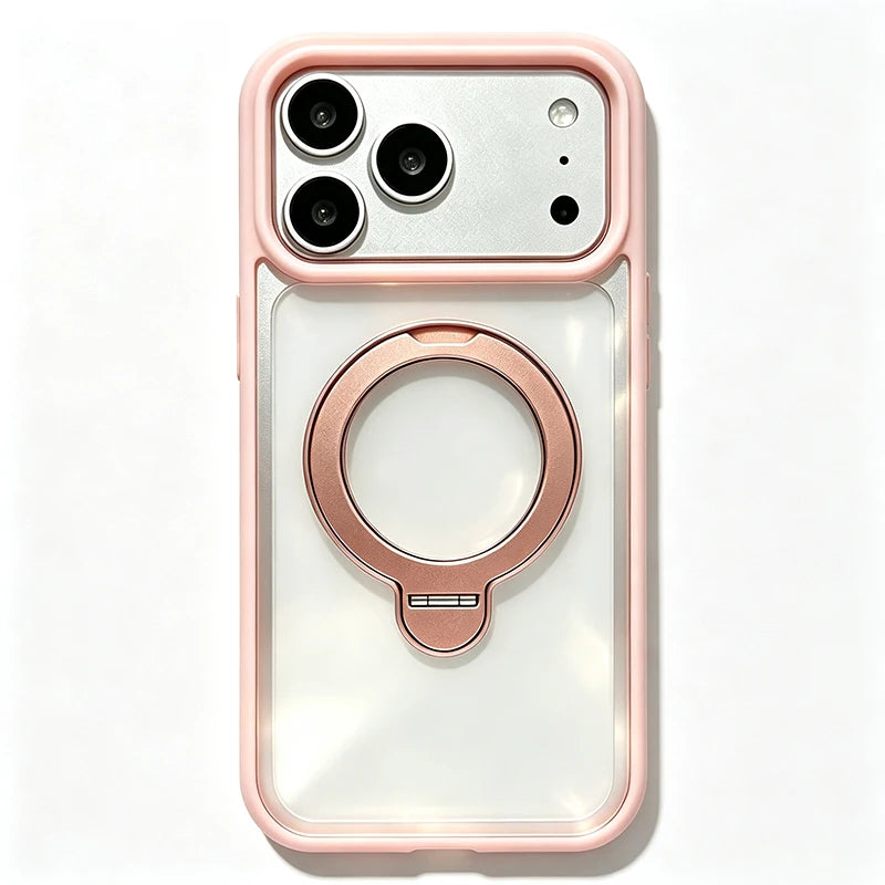 Magnetic Phone Case With 360 Rotatable Metal Kickstand, Clear Shockproof Protective Cover With IPhone 17 Pro Max 16 15 14 13 12 All Models