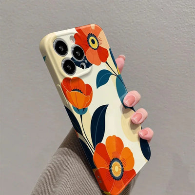 Coloful Full Cover Phone Case For iPhone 17 16 15 14 13 12 11 Pro Max Air 16ePlus XS Max X XR INS Flower Hard PC Bumper Case