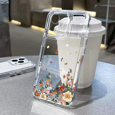 Flower Phone Case For iPhone 17 16 18 13 11 14 12 15 Pro Max Air 16e 7 Plus SE Shockproof Transparent Cover Silicone Soft Funda