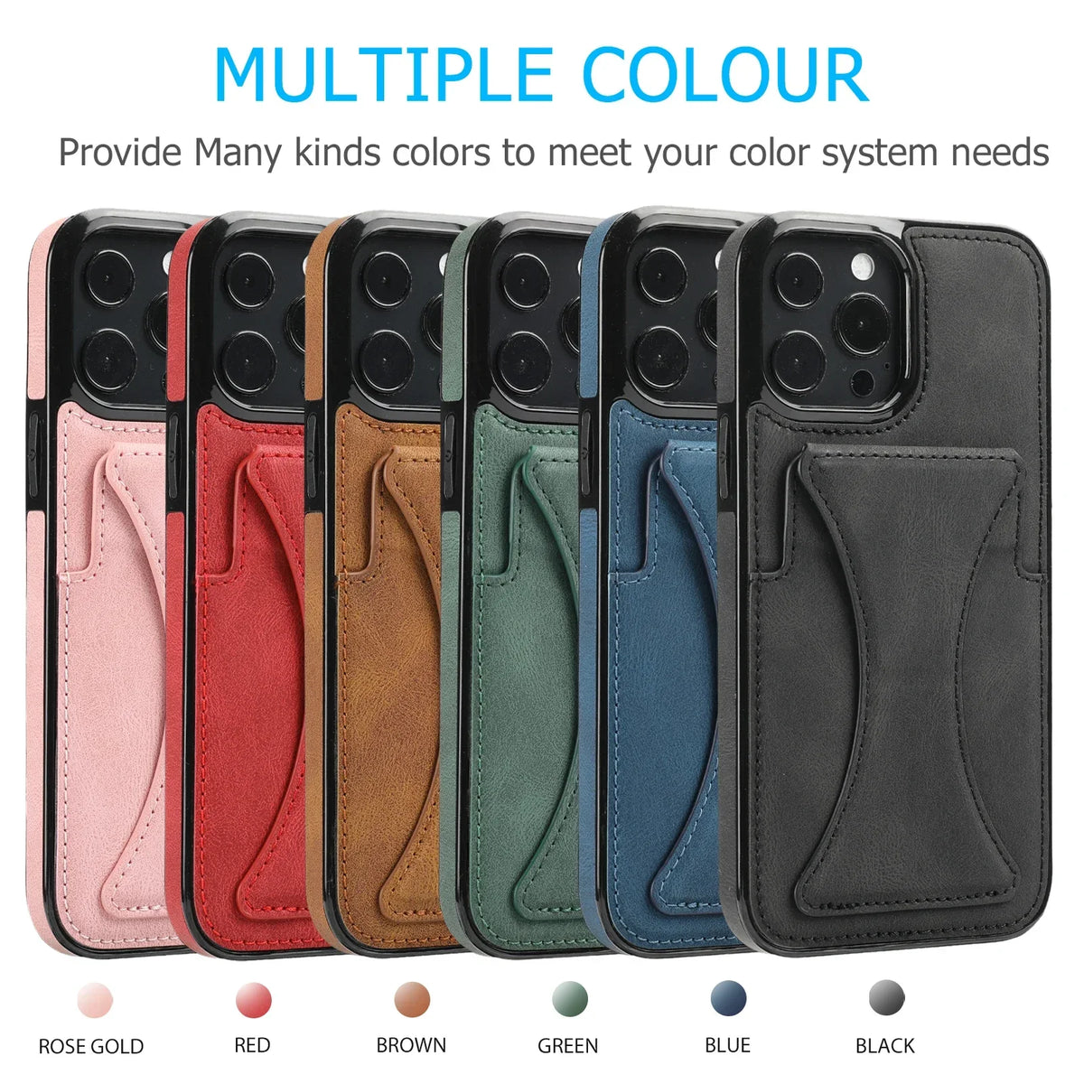 High Quality PU Leather Protective Credit Card Slots Foldable Kickstand Phone Case for iPhone 16 Pro Max 15 Plus 14 13 12 11