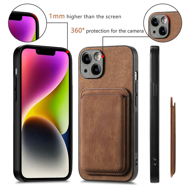2 in 1 Detachable Magnetic Card Slot Phone Case For iPhone 16 15 14 13 12 11 Pro Max Plus Mini 16E Luxury Leather Wallet Cover