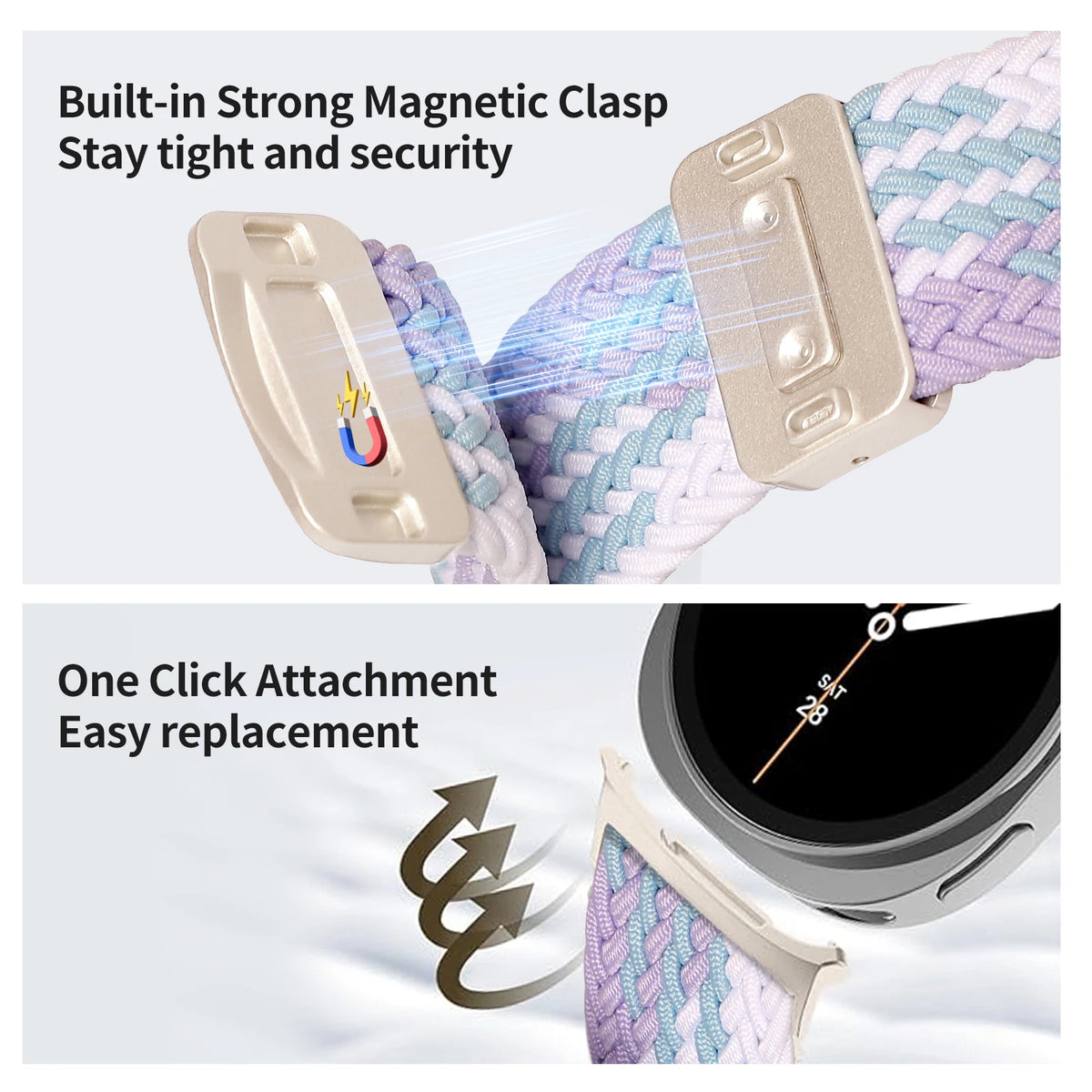 Magnetic Braided Band For Samsung Galaxy Watch 9 8 Strap 44mm 40mm Nylon Bracelet Correa Belt Galaxy Watch 8 Classic 46mm