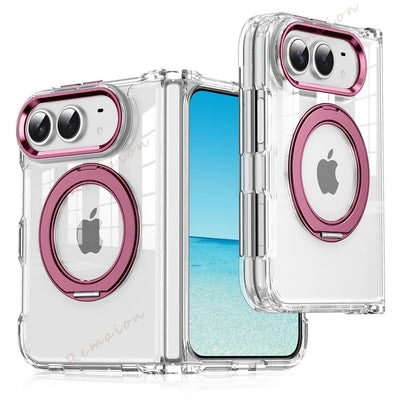 Magnetic 360 Metal Stand Phone Case For iPhone Fold 18 DUO 18Fold Magsafe Clear Hinge Protection Shockproof Protector Cover