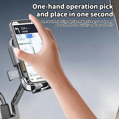 Motorcycle And Bicycle Mobile Phone Holder Free Rotation Mobile Phone Navigation Holder Riding Shockproof Universal For All Mode
