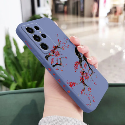 Cold Plum Snow Phone Case For Samsung Galaxy S25 S24 S23 S22 S21 S20 S10 S10E Ultra Plus FE Note 20 Ultra Plus Cover