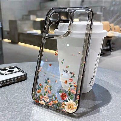 Flower Phone Case For iPhone 17 16 18 13 11 14 12 15 Pro Max Air 16e 7 Plus SE Shockproof Transparent Cover Silicone Soft Funda