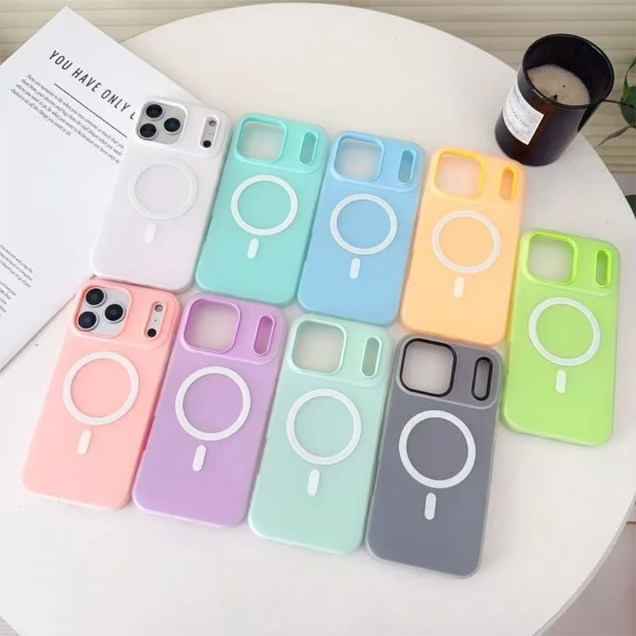 Compatible 17/16/15/14/13 Pro/Pro Max/Plus/Mini/Air Phone Case, Sweet Jelly Frosted Magnetic Double Layer Shockproof Cover for Women Girls